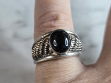 Load image into Gallery viewer, Womens Vintage Estate Sterling Silver Modernist Onyx Ring 6.9g E7601