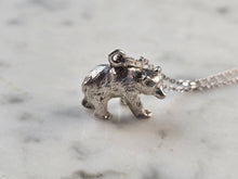 Load image into Gallery viewer, Womens Sterling Silver Bear Pendant Necklace 6.8g E7602
