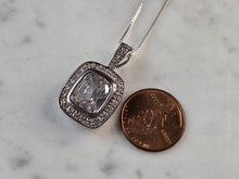 Load image into Gallery viewer, Womens Vintage Estate Sterling Silver CZ Pendant w/ Necklace 8.6g E7611