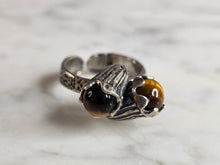 Load image into Gallery viewer, Womens Vintage Estate Sterling Silver Floral Tigers Eye Ring 6.6g E7612