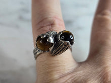 Load image into Gallery viewer, Womens Vintage Estate Sterling Silver Floral Tigers Eye Ring 6.6g E7612