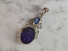 Load image into Gallery viewer, Womens Vintage Estate Sterling Silver Druzy Stone Pendant 4.9g E7628