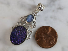 Load image into Gallery viewer, Womens Vintage Estate Sterling Silver Druzy Stone Pendant 4.9g E7628