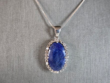 Load image into Gallery viewer, Womens Vintage Estate Sterling Silver Lapis Pendant &amp; Necklace 7.8g E7632