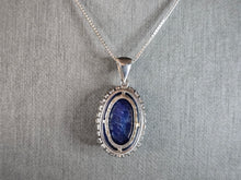 Load image into Gallery viewer, Womens Vintage Estate Sterling Silver Lapis Pendant &amp; Necklace 7.8g E7632