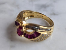 Load image into Gallery viewer, Womens Vintage Estate 18K Yellow Gold Ruby Diamond Ring 6.9g E7640