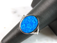 Load image into Gallery viewer, Womens Sterling Silver Modernist Blue Opal Ring 5.1g E764