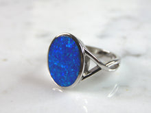 Load image into Gallery viewer, Womens Sterling Silver Modernist Blue Opal Ring 5.1g E764