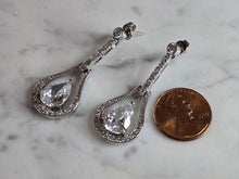 Load image into Gallery viewer, Womens Vintage Estate Sterling Silver CZ Dangle Earrings 9.3g E7655