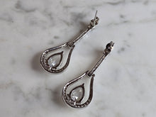 Load image into Gallery viewer, Womens Vintage Estate Sterling Silver CZ Dangle Earrings 9.3g E7655