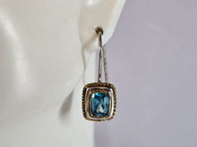 Load image into Gallery viewer, Womens Estate Sterling Silver Aqua Dangle Earrings 3.4g E7656