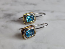 Load image into Gallery viewer, Womens Estate Sterling Silver Aqua Dangle Earrings 3.4g E7656