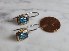Load image into Gallery viewer, Womens Estate Sterling Silver Aqua Dangle Earrings 3.4g E7656