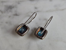 Load image into Gallery viewer, Womens Estate Sterling Silver Aqua Dangle Earrings 3.4g E7656
