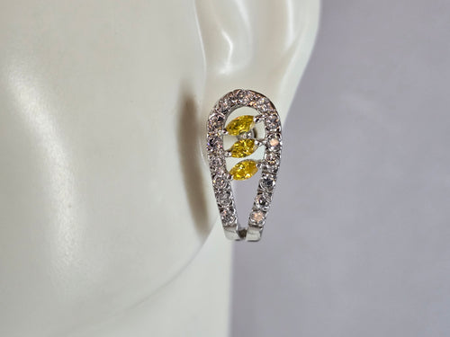 Womens Estate Sterling Silver Golden Beryl Earrings 3.4g E7658