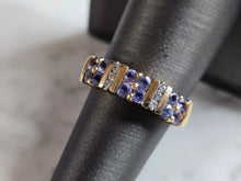 Load image into Gallery viewer, Womens Vintage Estate 14K Yellow Gold Tanzanite Diamond Ring 4.5g E7660