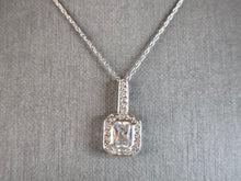 Load image into Gallery viewer, Womens Vintage Estate Sterling Silver CZ Pendant w/ Necklace 3.3g E7664