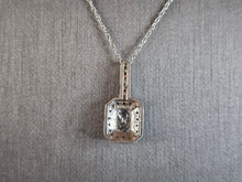 Load image into Gallery viewer, Womens Vintage Estate Sterling Silver CZ Pendant w/ Necklace 3.3g E7664