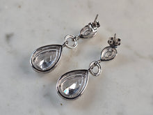 Load image into Gallery viewer, Womens Vintage Estate Sterling Silver CZ Dangle Earrings 6.9g E7665