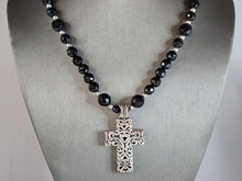 Load image into Gallery viewer, Womens Vintage Estate Sterling Silver Cross Pendant &amp; Necklace 61.8g E7671