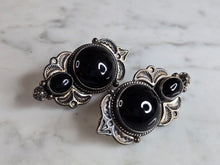 Load image into Gallery viewer, Womens Vintage Estate Sterling Silver Reve Onyx Earrings 20.7g E7676