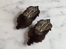 Load image into Gallery viewer, Womens Vintage Estate Sterling Silver Reve Onyx Earrings 20.7g E7676