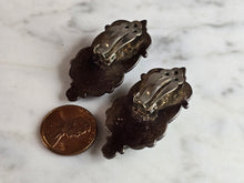Load image into Gallery viewer, Womens Vintage Estate Sterling Silver Reve Onyx Earrings 20.7g E7676