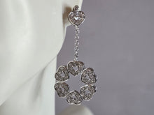Load image into Gallery viewer, Womens Vintage Estate Sterling Silver CZ Dangle Heart Earrings 6.6g E7679