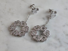 Load image into Gallery viewer, Womens Vintage Estate Sterling Silver CZ Dangle Heart Earrings 6.6g E7679