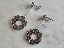 Load image into Gallery viewer, Womens Vintage Estate Sterling Silver CZ Dangle Heart Earrings 6.6g E7679