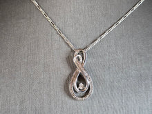 Load image into Gallery viewer, Womens Vintage Estate Sterling Silver CZ Pendant w/ Necklace 5.9g E7689