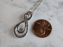 Load image into Gallery viewer, Womens Vintage Estate Sterling Silver CZ Pendant w/ Necklace 5.9g E7689