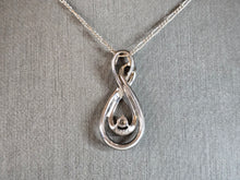 Load image into Gallery viewer, Womens Vintage Estate Sterling Silver CZ Pendant w/ Necklace 5.9g E7689