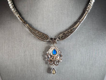 Load image into Gallery viewer, Womens Estate Sterling Silver Modernist Opal Necklace 26.7g E7694