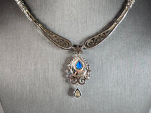 Load image into Gallery viewer, Womens Estate Sterling Silver Modernist Opal Necklace 26.7g E7694