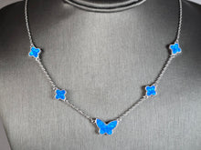 Load image into Gallery viewer, Womens Estate Sterling Silver Modernist Butterfly Opal Necklace 8.9g E7695