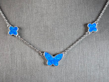 Load image into Gallery viewer, Womens Estate Sterling Silver Modernist Butterfly Opal Necklace 8.9g E7695