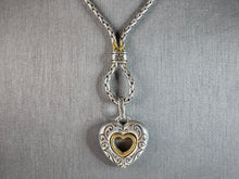 Load image into Gallery viewer, Womens Vintage Estate Sterling Silver Heart Pendant Necklace 25.7g E7700