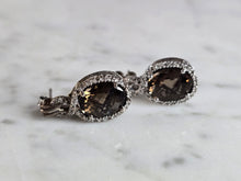 Load image into Gallery viewer, Womens Vintage Estate Sterling Silver Smoky Quartz Earrings 4.3g E7713