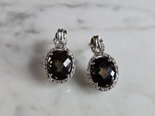 Load image into Gallery viewer, Womens Vintage Estate Sterling Silver Smoky Quartz Earrings 4.3g E7713