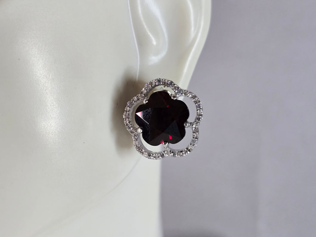 Womens Estate Sterling Silver 4 Leaf Clover Stud Earrings 7.8g E7714