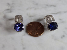 Load image into Gallery viewer, Womens Vintage Estate Sterling Silver Modernist CZ Earrings 6.8g E7715