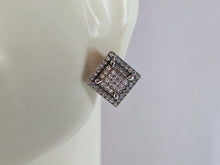 Load image into Gallery viewer, Womens Vintage Estate Sterling Silver Deco CZ Stud Earrings 3.2g E7716