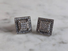 Load image into Gallery viewer, Womens Vintage Estate Sterling Silver Deco CZ Stud Earrings 3.2g E7716