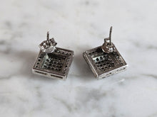 Load image into Gallery viewer, Womens Vintage Estate Sterling Silver Deco CZ Stud Earrings 3.2g E7716