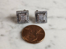 Load image into Gallery viewer, Womens Vintage Estate Sterling Silver Deco CZ Stud Earrings 3.2g E7716