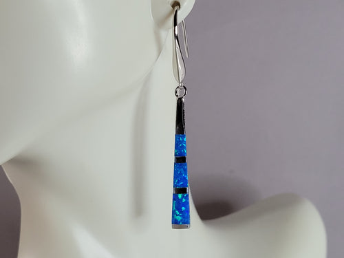 Womens Estate Sterling Silver Modernist Blue Opal Earrings 5.0g E771