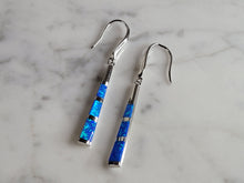 Load image into Gallery viewer, Womens Estate Sterling Silver Modernist Blue Opal Earrings 5.0g E771