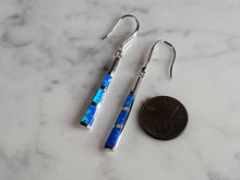 Load image into Gallery viewer, Womens Estate Sterling Silver Modernist Blue Opal Earrings 5.0g E771