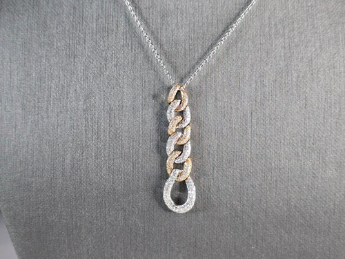 Women's Vintage Estate 14K White & Rose Gold Diamond Link Necklace 7.5g E7723